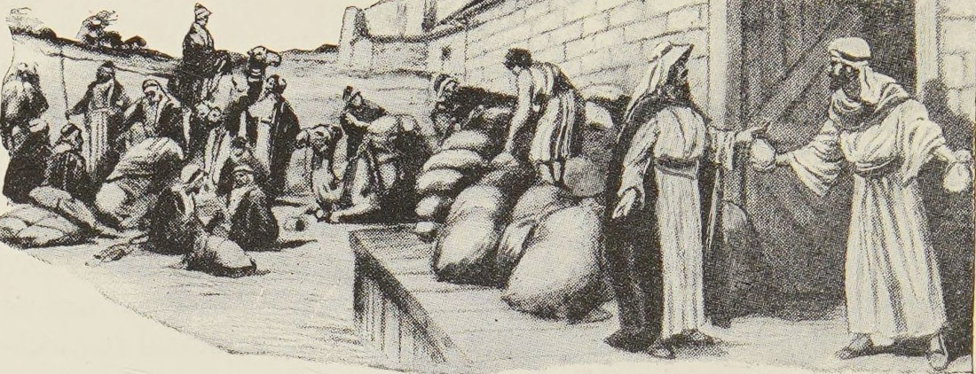 Buying grain.