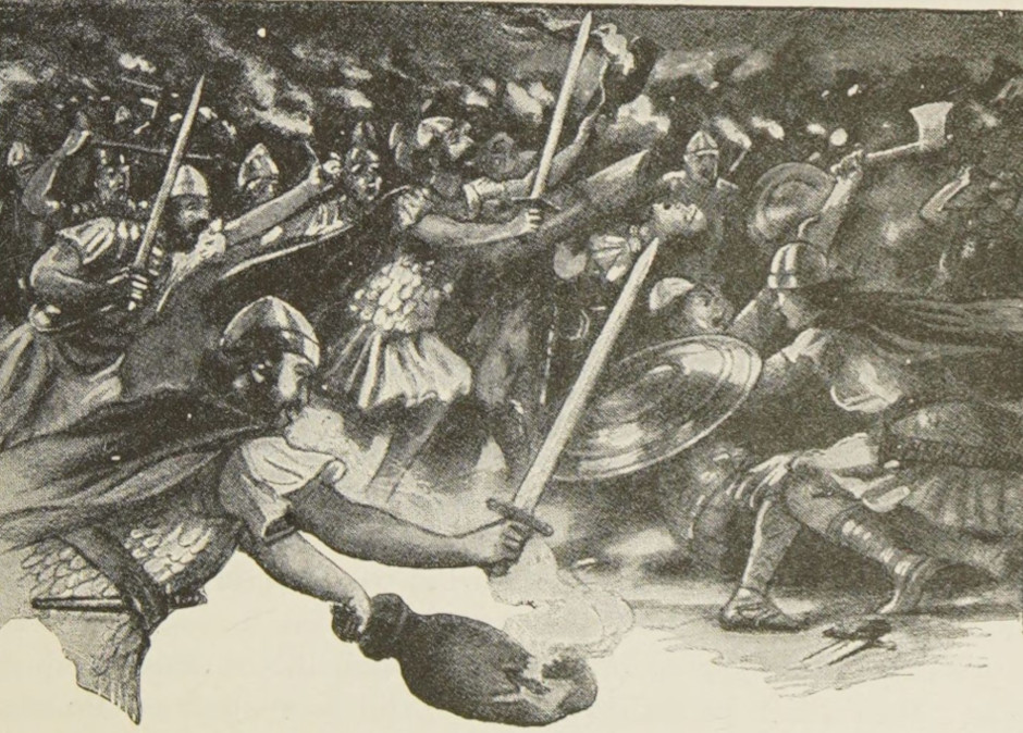 The soldiers rush together.
